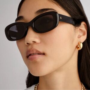 Aire Calisto Black 90s Oval Sunglasses